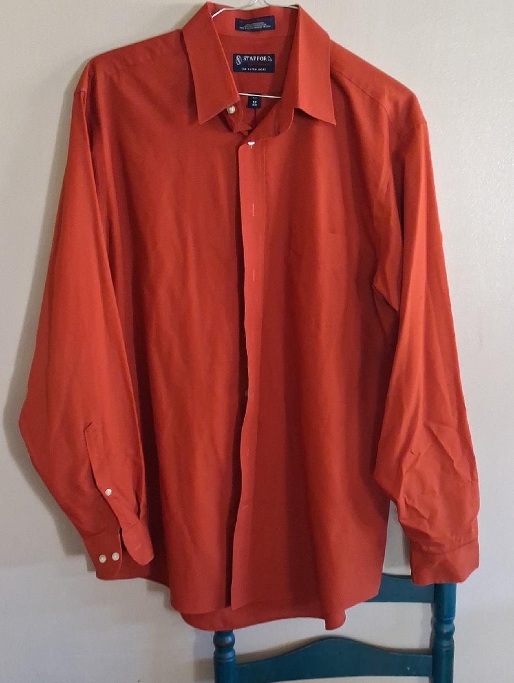 Stafford Men's Long-Sleeve Dress Shirt in Bright Orange